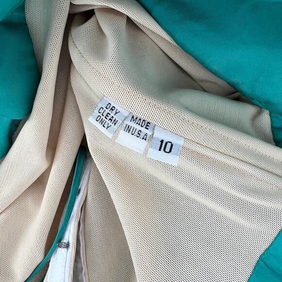 Kevan Hall Green Strapless Satin Gown Women's Size 10 - Picture 3 of 6